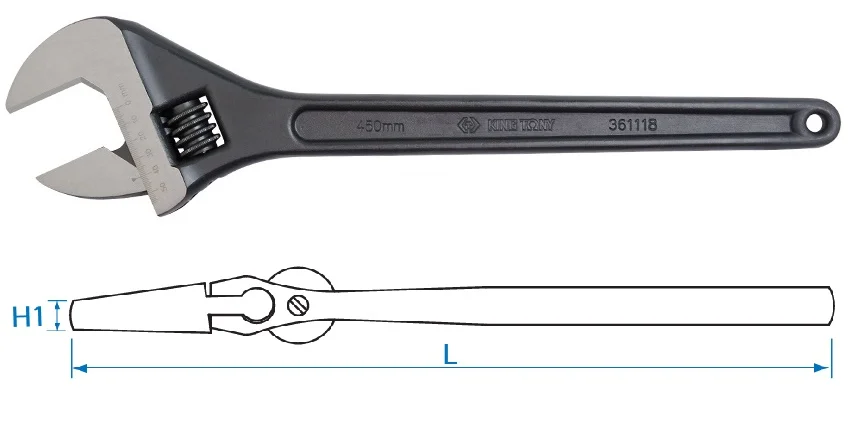 Ключ розвідний 15" King Tony (0-43мм) L=365мм (3611-15HP)