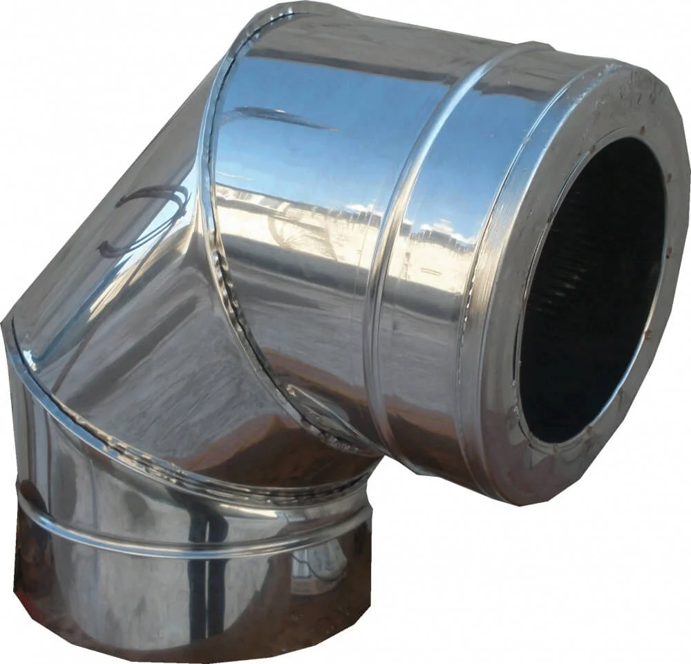 Коліно димохідне утеплене 90° стінка 0,5 мм (нерж/нерж)