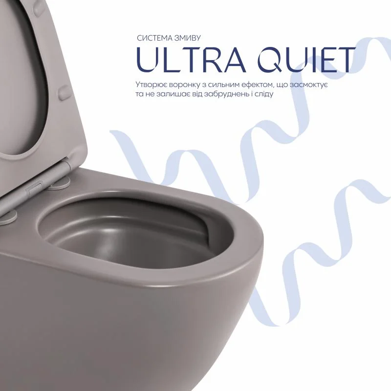 Унітаз підвісний Qtap Robin Ultra Quiet QTROB26SG48996 Кам’яно-сірий (Slim, Duroplast, Soft-close, Quick Release) - фото 5