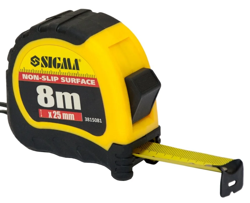 Рулетка прогумована 8 м х 25 мм Shiftlock Sigma (3815081)