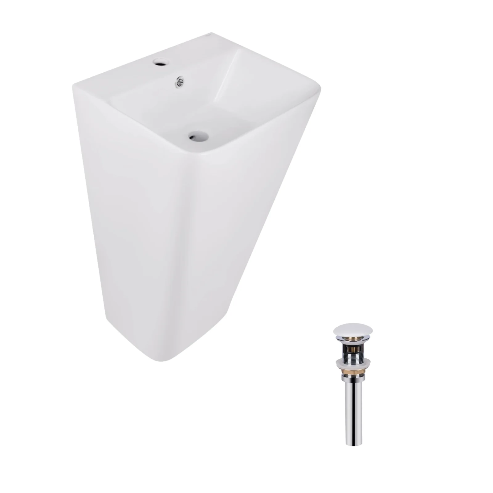 Раковина напольная моноблок Qtap Tern 440х380х830 мм White с донным клапаном PU02O