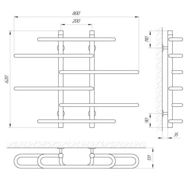Рушникосушка Laris Етюд П6 800 х 600