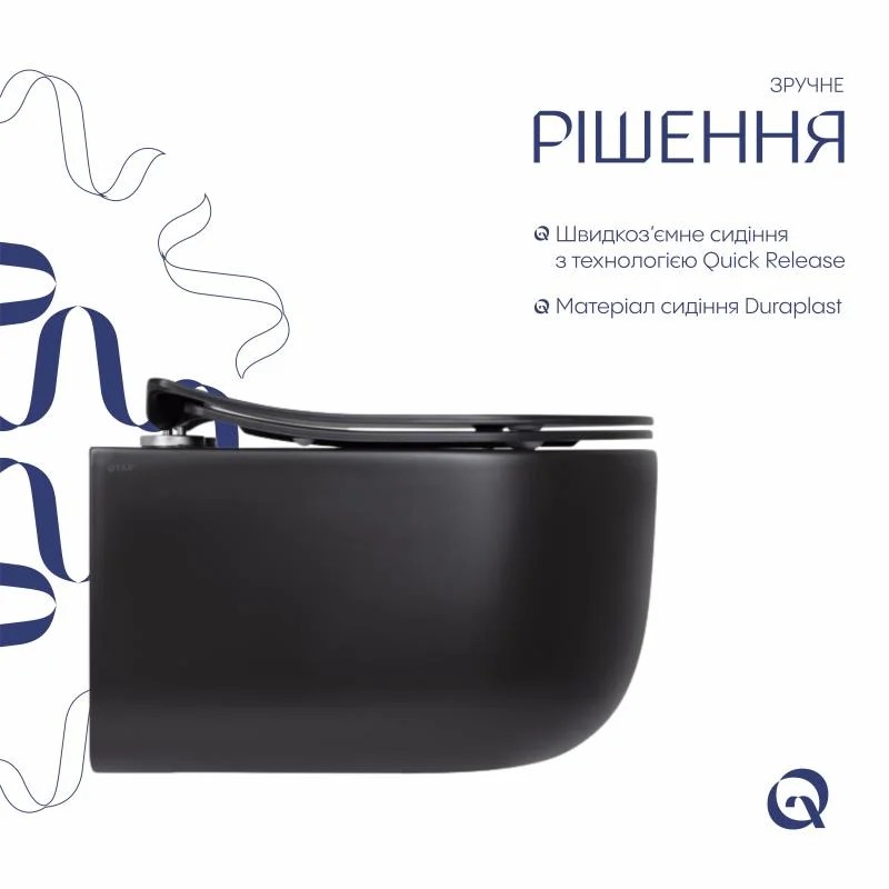 Унітаз підвісний Qtap Taurus QT2433084EUQMB Чорний (Soft-Close) - фото 4