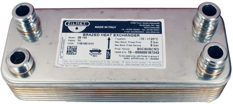 17B1901415 Вторинний теплообмінник для газового котла Vaillant (14 пластин)