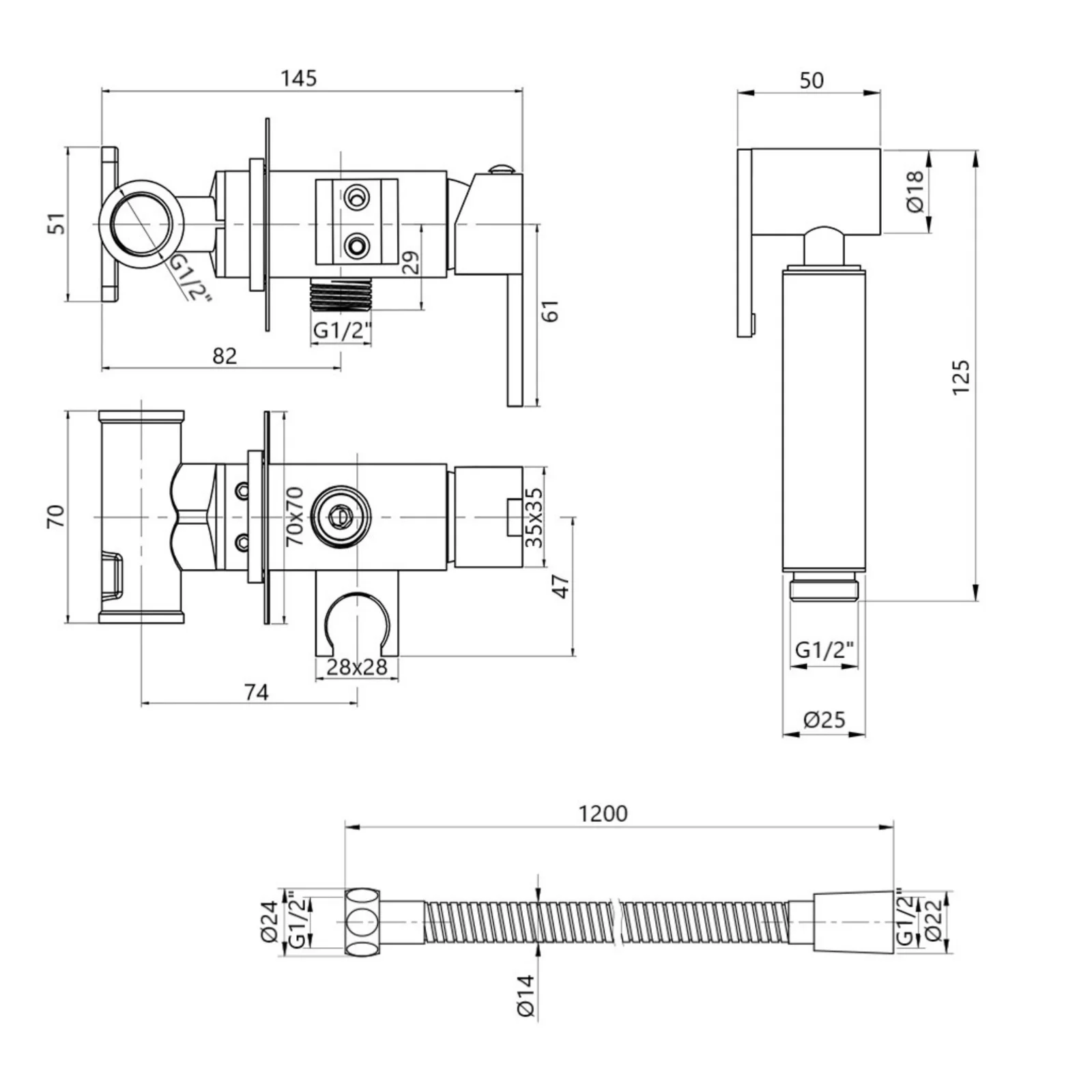 Набір для гігієнічного душу зі змішувачем Qtap Inspai-Varius V00440201 Хром - фото 2