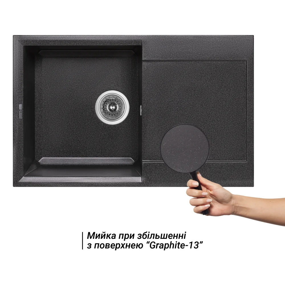 Кухонная мойка Lidz (GRF-13) 790x495/230 Графит - фото 3