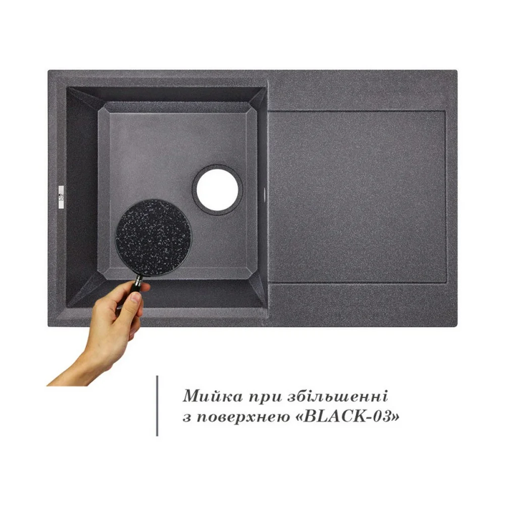 Кухонная мойка Lidz (BLA-03) 790x495/230 Черный - фото 3