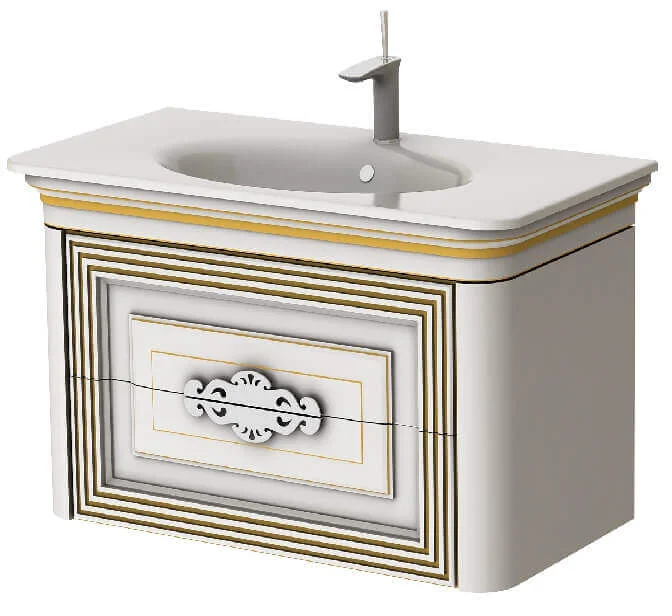Тумба Botticelli TREVISO T-100 з умивальником Stella-100 Білий мідь