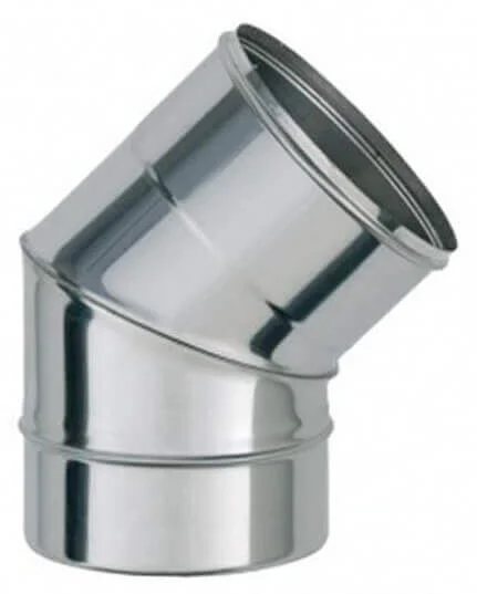 Коліно димохідне 45° Люкс стінка 1 мм (нерж)