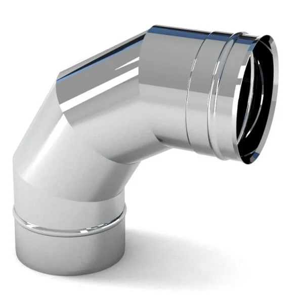 Коліно димохідне 90° стінка 0,5 мм (нерж)