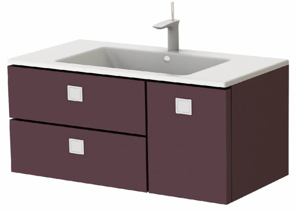 Тумба Botticelli Rimini Rm-100 з умивальником Marlen-100 Бордовий