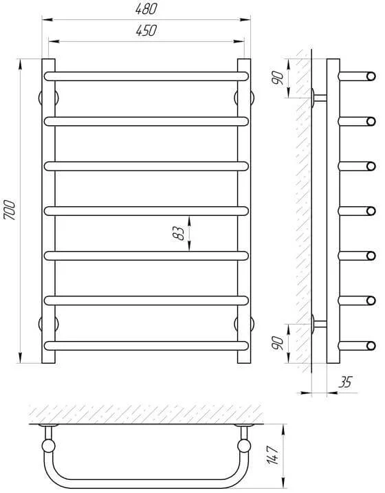 Рушникосушка електрична Laris Стандарт П7 450 х 700