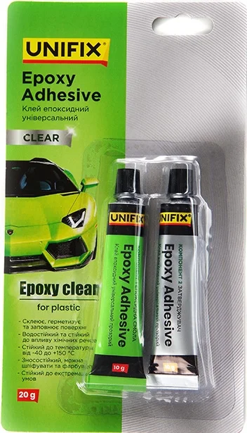 Клей епоксидний двокомпонентний для пластику тюбик 20 г Unifix Прозорий (940026)