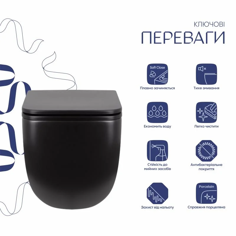 Унітаз підвісний Qtap Gemini QT2533076EUQMB Чорний (Soft-close) - фото 3