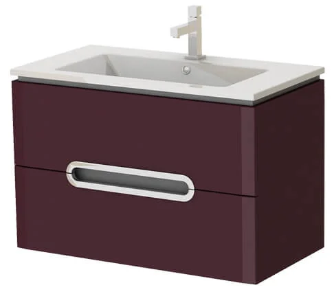 Тумба підвісна Ювента Prato Рr-85 з умивальником Atria 85 Бордовий