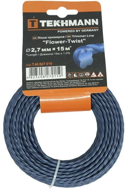Ліска для тримерів Tekhmann "Flower-Twist" (кручений квадрат) 2.7мм*15м (T.40827015)