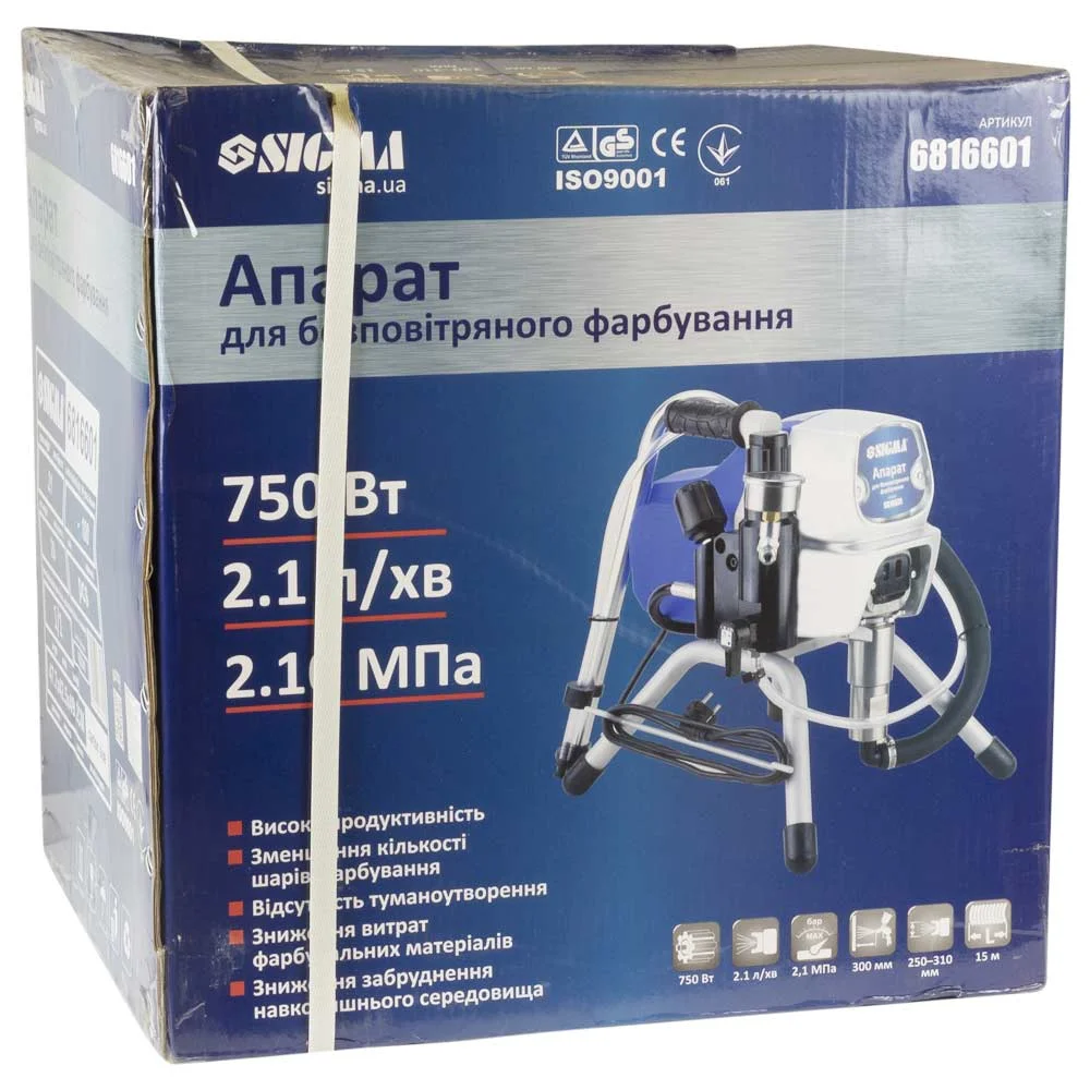 Аппарат для безвоздушного окрашивания 750Вт 2.1л/мин 210бар Profi Sigma (6816601) - фото 17