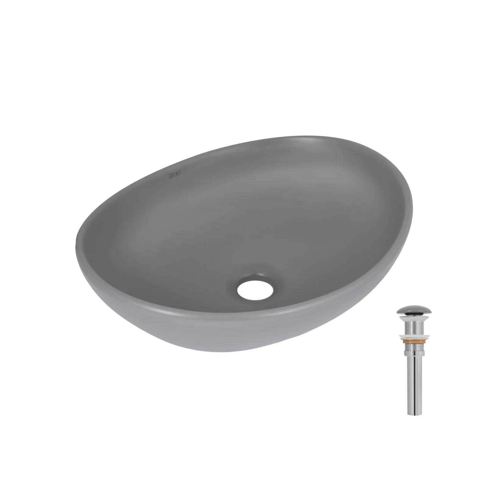 Раковина Qtap Dove 415x340x140 с донным клапаном Каменно-серый