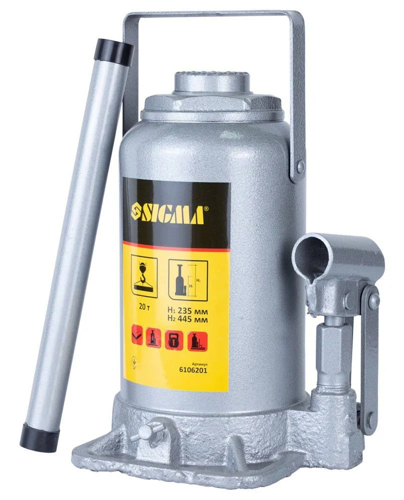 Домкрат гидравлический бутылочный одноштоковый 20т Standard Sigma 6106201