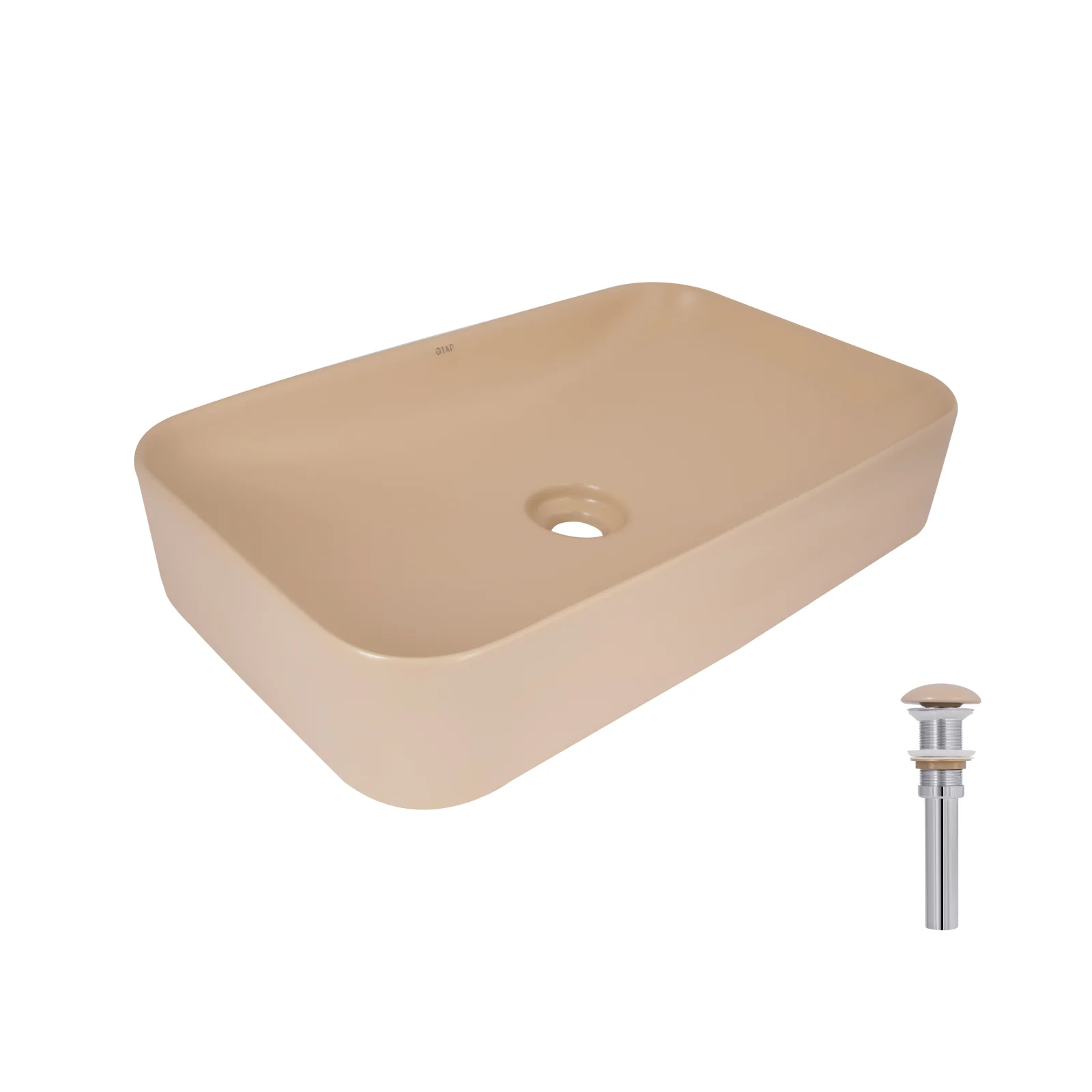 Раковина Qtap Tern 610x350x135 с донным клапаном Бежевый