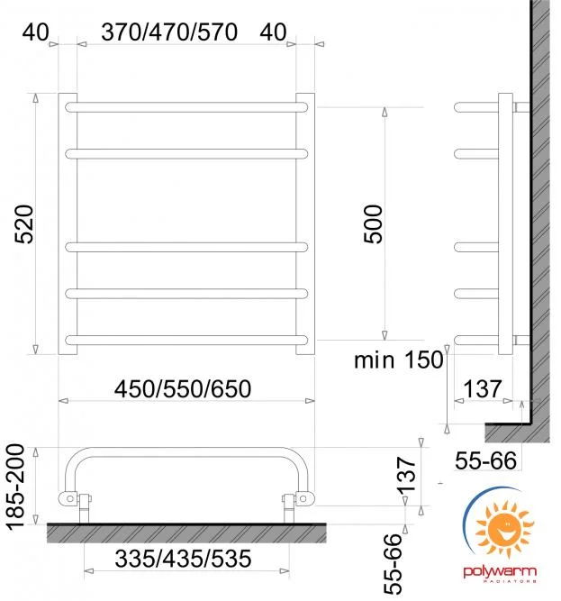 Рушникосушка Polywarm Tesla Sensor EU 5/55 Wi-Fi