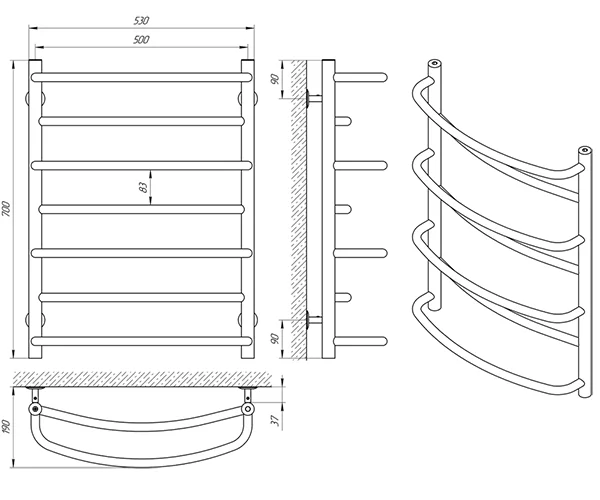 Рушникосушка Laris Євромікс П7 500 х 700