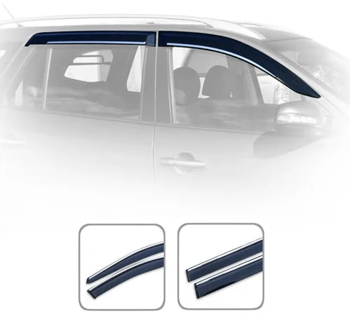 Дефлектори вікон Volkswagen Tiguan 2007-2016 з Хром Молдінгом HIC (VW26-M)