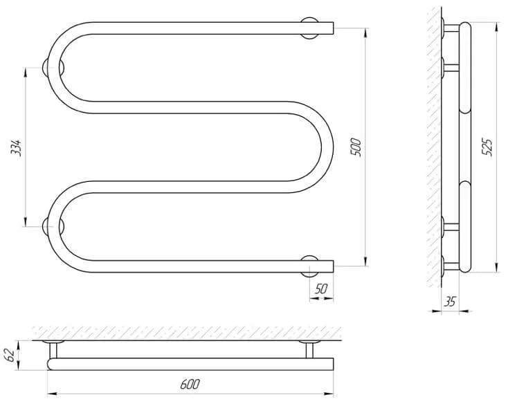 Рушникосушка Електрична Laris Змійка 25 РС3 600 х 500
