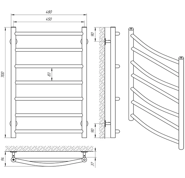 Рушникосушка Laris Мікс П7 450 х 700