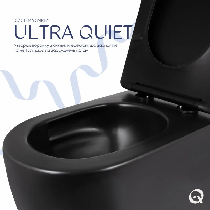 Унітаз підвісний Qtap Taurus Ultra Quiet QTTAU28BLM50504 Чорний (Slim, Duroplast, Soft-close, Quick Release) - фото 5