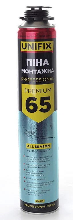 Піна монтажна професійна всесезонна Premium 65л 850мл Unifix (951237)