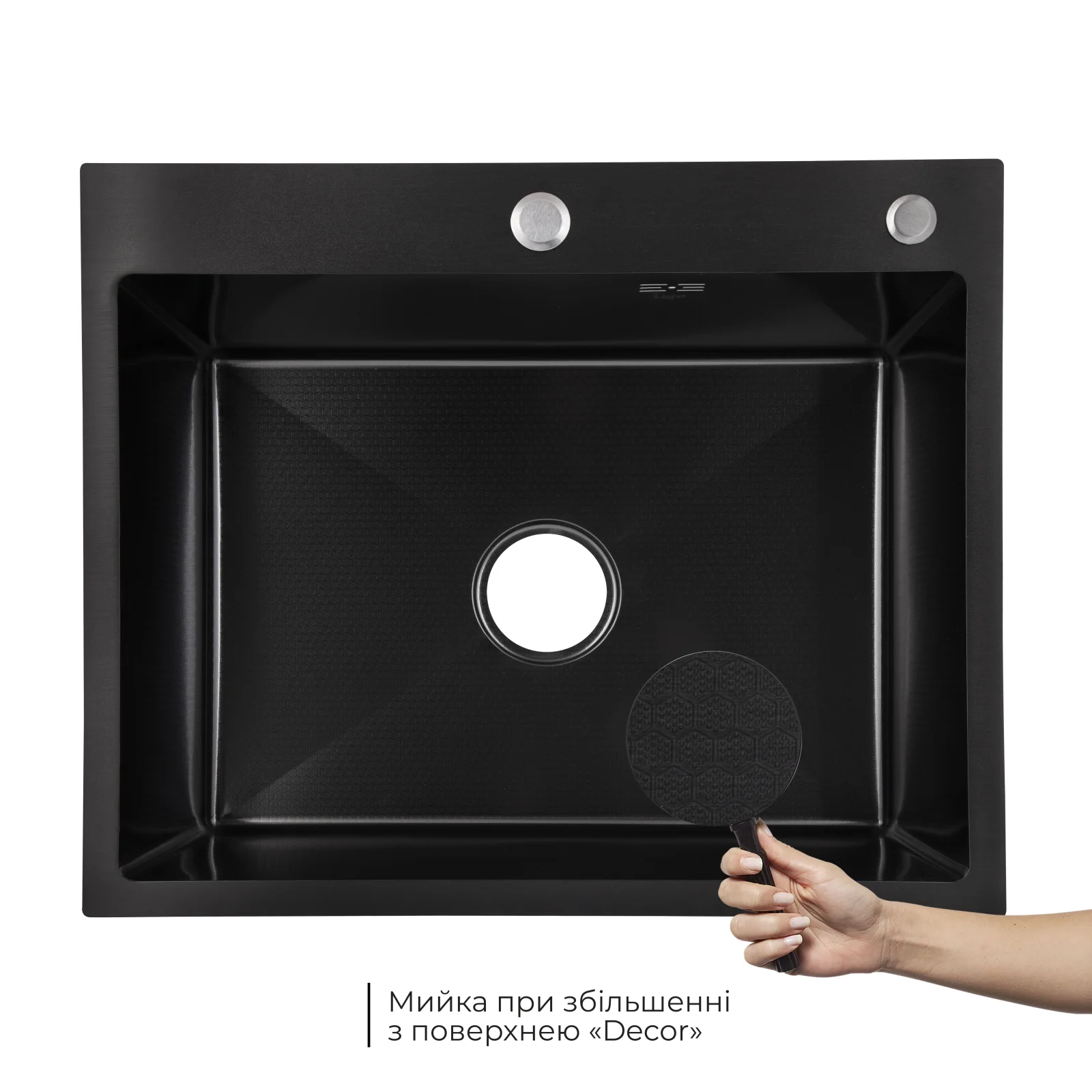 Кухонная мойка Lidz H6050HB 2,5/0,5 Decor Черный - фото 3