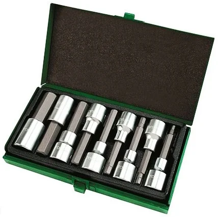 Набір біт впресованих в головку 1/2" L=80мм HEX Н4-H17 9од. Toptul (GAAD0905)
