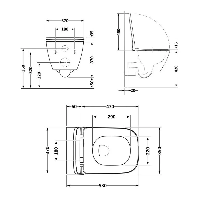Унітаз підвісний Qtap Gemini QT2533076EUQMB Чорний (Soft-close) - фото 2