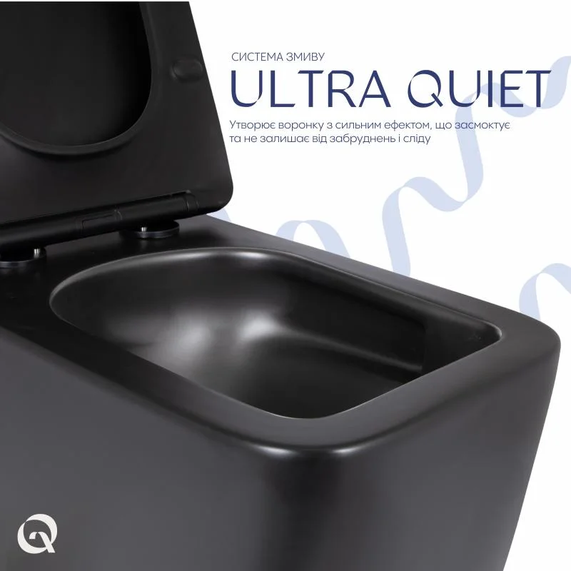 Унітаз підвісний Qtap Gemini Ultra Quiet QTGEM28BLM50505 Чорний (Slim, Duroplast, Soft-close, Quick Release) - фото 5
