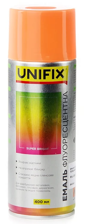Емаль акрилова флуоресцентна RAL 2005 Помаранчевий 400мл Unifix (941042)