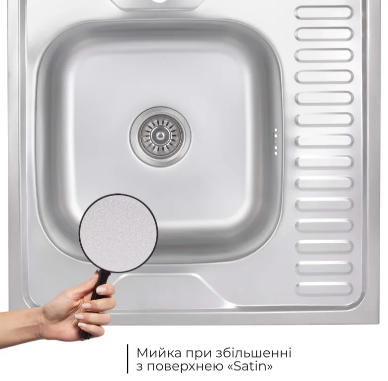 Кухонна мийка Brinex 6060-L (satin) 0,6 мм