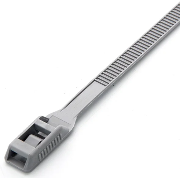 Стяжка нейлонова кабельна з низьким профілем замку 8x400 сіра Apro (CTLC-1030)