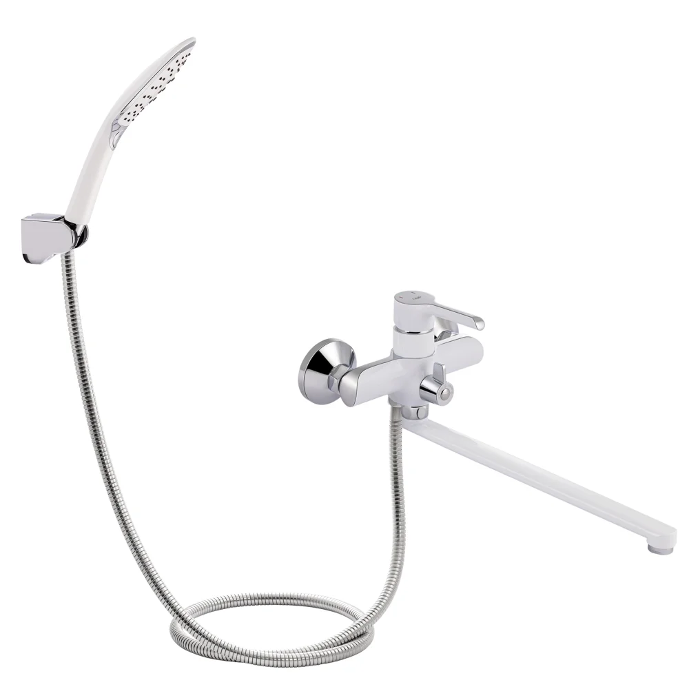 Смеситель для ванны Qtap Grand 005 Хром / Белый