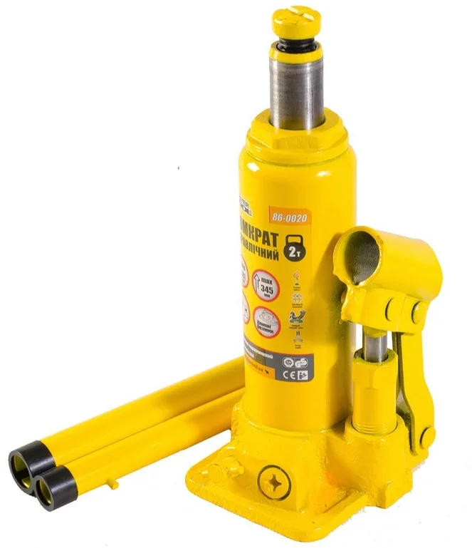 Домкрат гідравлічний пляшковий одноштоковий 2т MasterTool 86-0020
