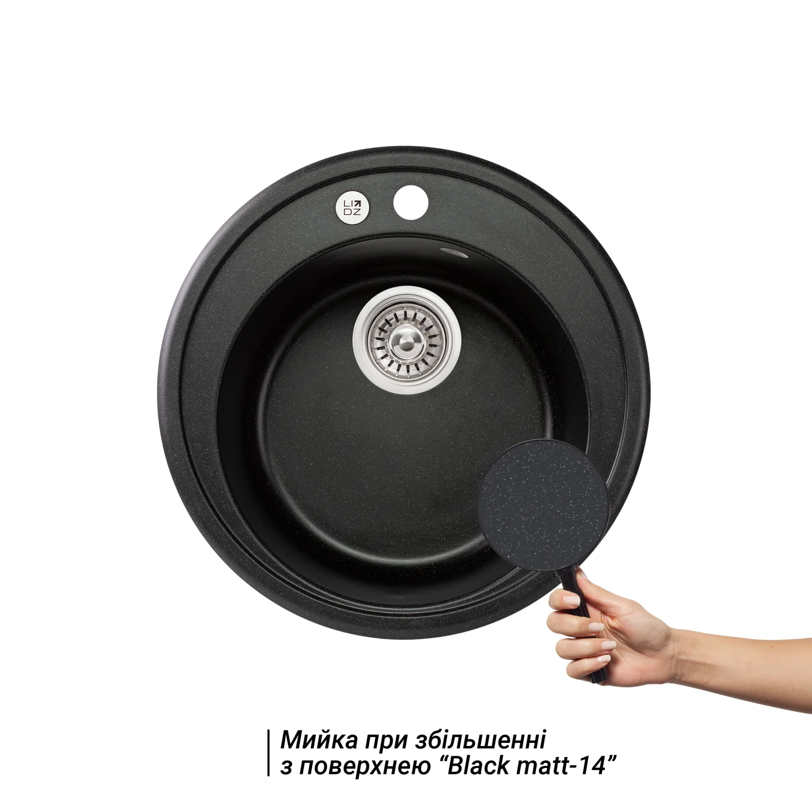 Кухонная мойка Lidz (BLM-14) 510/200 Черный металлик - фото 3