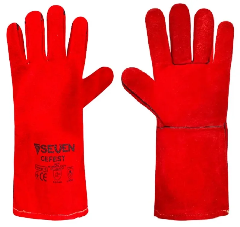 Рукавиця крага на підкладці червона довга Р10 GEFEST Seven