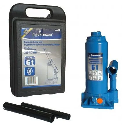 Домкрат гідравлічний пляшковий одноштоковий 6т в пластиковому кейсі Unitraum UN90604S