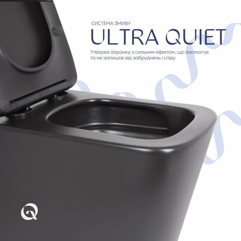 Унітаз підвісний Qtap Tern New Ultra Quiet QT17332303ASMB Чорний (Soft-close) - фото 5