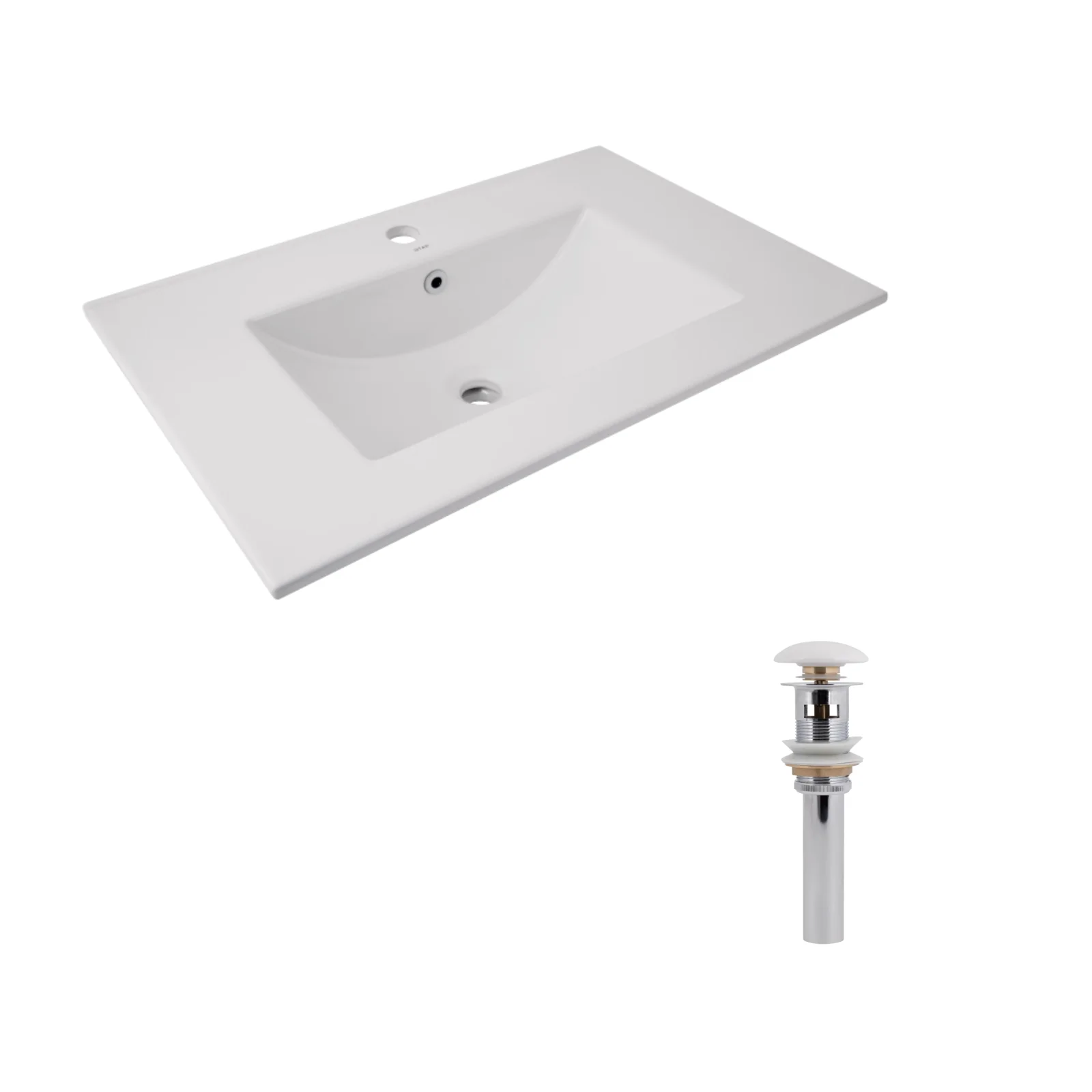 Раковина врезная мебельная прямоугольная Qtap Albatross 720x460x180 мм White с донным клапаном Pop-up PU02O