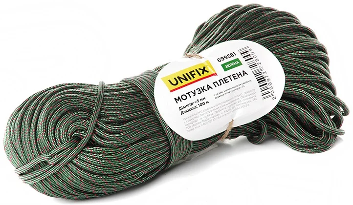 Мотузка плетена 100м 5мм Unifix Зелена (699581)