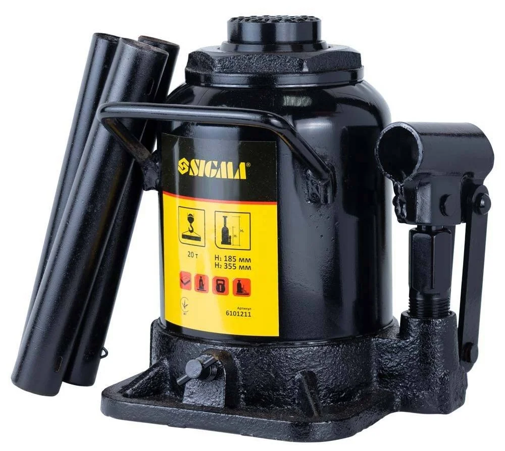 Домкрат гідравлічний пляшковий одноштоковий низькопрофільний 20т Sigma 6101211