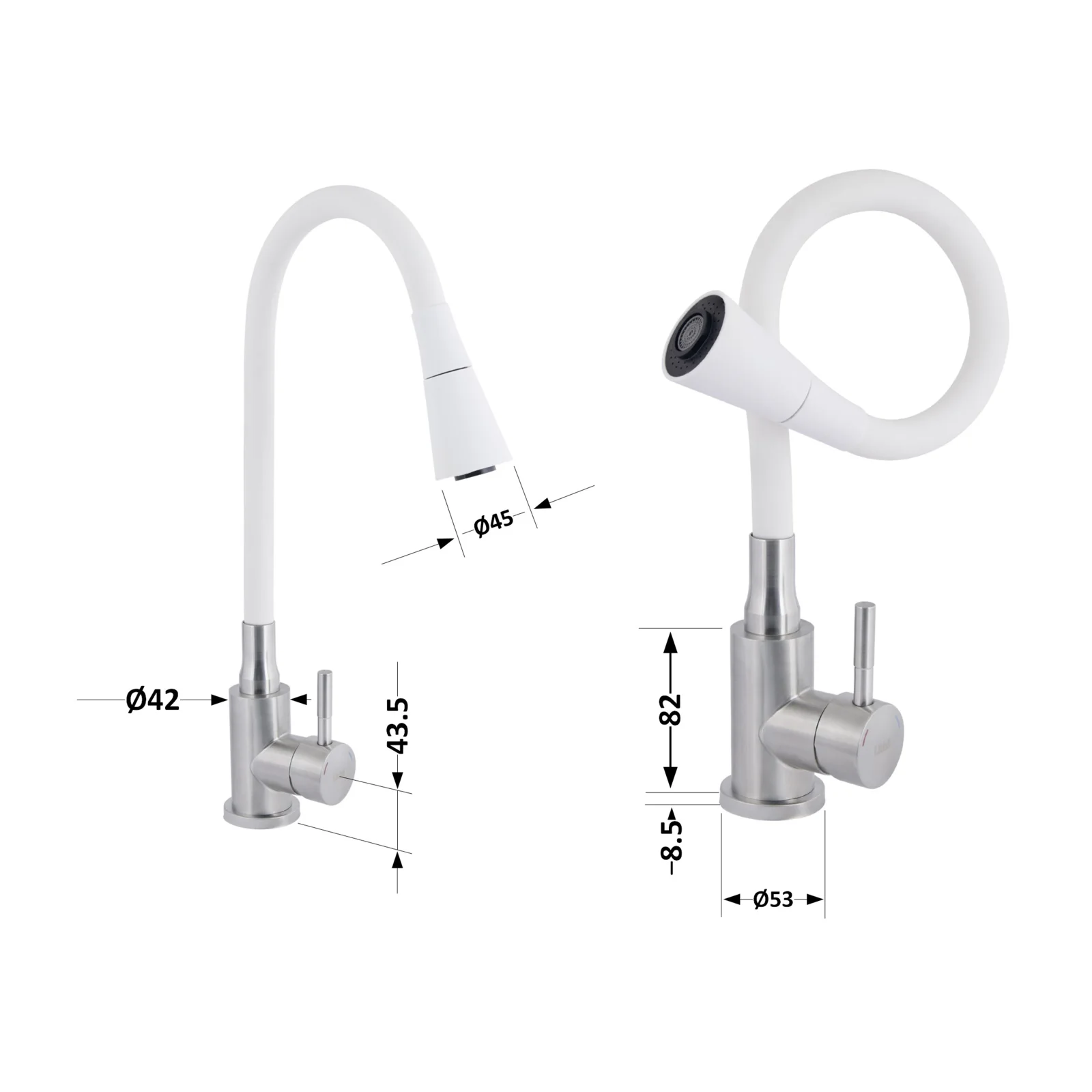 Смеситель для кухни Lidz Aria 015F31 Белый / Никель - фото 2