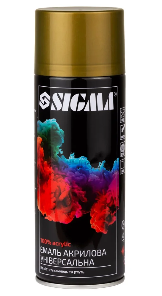 Емаль аерозольна акрилова RAL 1036 Золотий глянець 400мл Sigma 2736851