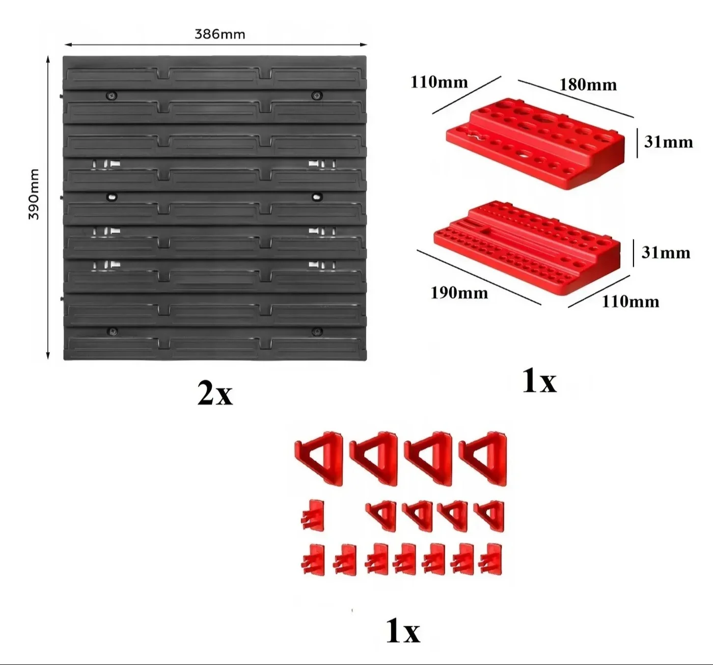 Панель навісна для інструментів 78х39см з подвійною поличкою та тримачами Kistenberg MIX598